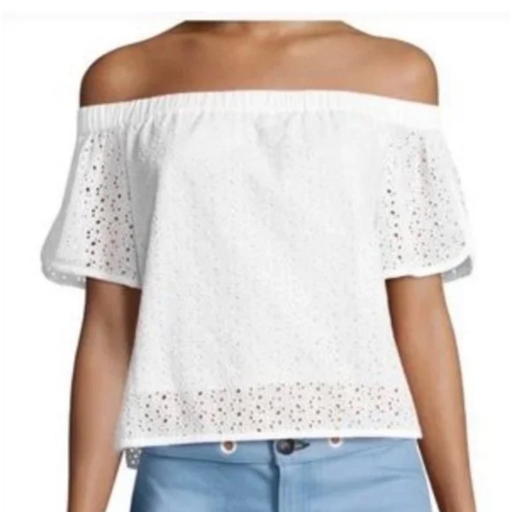 Rag & Bone White Off-the-Shoulder Eyelet Blouse
